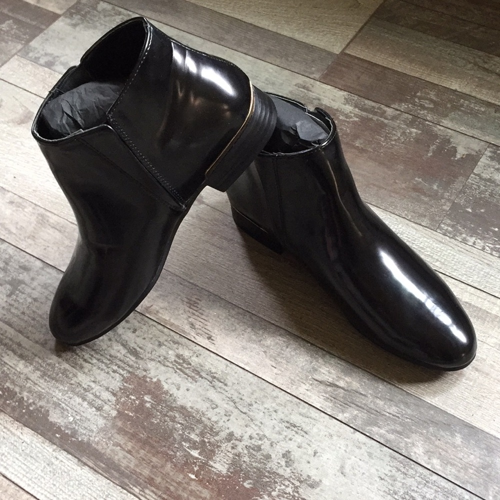 Zara black and gold trim ankle booties size 7 1/2 - Picture 2 of 5